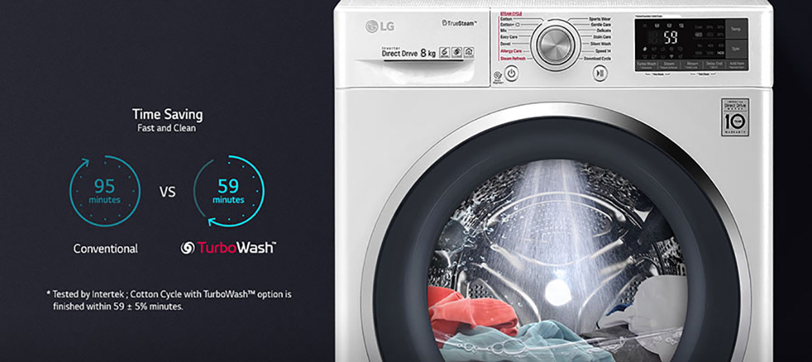 ماشین باسشویی 8 کیلویی الجی LG WASHING MASHINE F4J7TNP1W